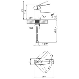 Смеситель для раковины Kroner KRM Odra-C011 однорычажный хром CV019457