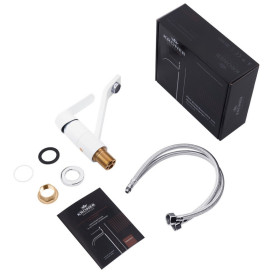 Змішувач для раковини Kroner KRP Armada-W011 одноважільний хром/білий CV024324