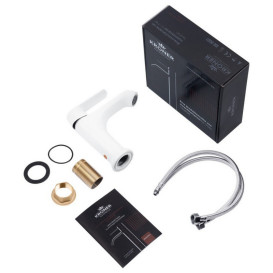 Смеситель для раковины Kroner KRP Armada-W010 однорычажный хром/белый CV024320