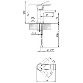 Змішувач для раковини Kroner KRP Brocken-C010 одноважільний хром CV023594