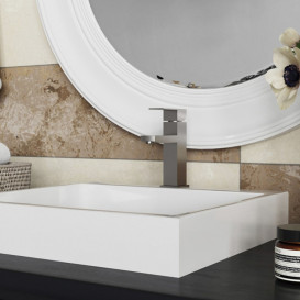 Смеситель для раковины Kroner KRP Edelstahl Kubus-ESG010 однорычажный никель CV023009