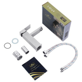 Смеситель для раковины Kroner KRP Edelstahl Kubus-ESG010 однорычажный никель CV023009