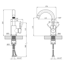 Смеситель для раковины Kroner KRP Edelstahl Klassisch-ESG011 однорычажный никель CV022999