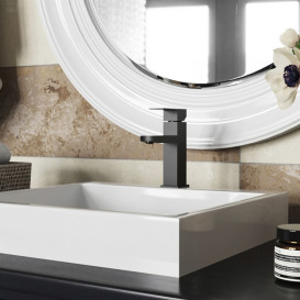 Змішувач для раковини Kroner KRP Edelstahl Kubus-SCH010 одноважільний чорний CV023010