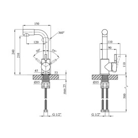 Смеситель для раковины Kroner KRP Edelstahl Klassisch-ESG012 однорычажный никель CV023008