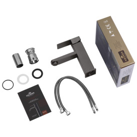 Смеситель для раковины Kroner KRP Edelstahl Kubus-PVD010 однорычажный графит CV035909