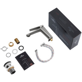 Змішувач для раковини Kroner KRP Ersel-GRP0111BV з донним клапаном графіт CV035469