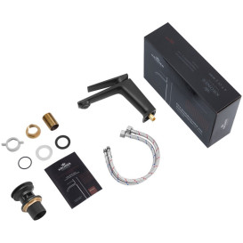 Змішувач для раковини Kroner KRP Ersel-SCH0111BV із донним клапаном чорний CV035470