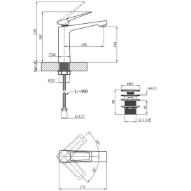 Смеситель для раковины Kroner KRP Ersel-C0110BV с донным клапаном хром CV035471