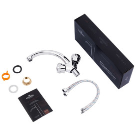 Змішувач для раковини Kroner KRP Hamburg-C010 двовентильний хром CV014912