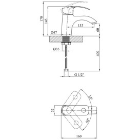 Змішувач для раковини Kroner KRP Konstante-C010A одноважільний хром CV023584
