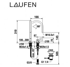 Смеситель для раковины Laufen Kartell на 2 отверстия с донным клапаном хром H3113320042211