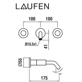 Змішувач для раковини Laufen Kartell настінний на 3 отвори хром H3123360041201
