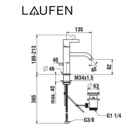 Змішувач для раковини Laufen Kartell одноважільний з донним клапаном хром H3113310041211