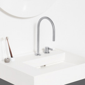 Змішувач для раковини Laufen Kartell одноважільний на 2 отвори нержавіюча сталь з PVD-покриттям H3113320902201