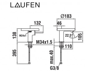 Смеситель для раковины Laufen Kartell с полочкой-мыльницей хром H3113310041131