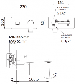 Смеситель для раковины Mariani Artic однорычажный настенный хром 565AT