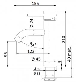 Смеситель для раковины Mariani Next однорычажный с донным клапаном нержавеющая сталь шлифованная 39ANX.67