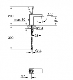 Смеситель для раковины с джойстиком Grohe коллекция Eurocube Joy хром 23656000