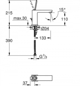 Смеситель для раковины с джойстиком Grohe коллекция Eurocube Joy хром 23658000