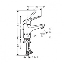 Змішувач для раковини одноважільний Hansgrohe колекція Novus хром 71020000