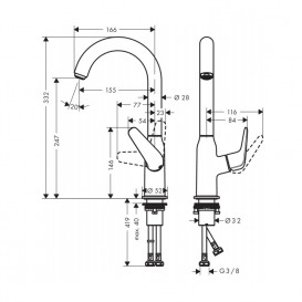Смеситель для раковины однорычажный Hansgrohe коллекция Novus хром 71128000