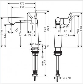 Смеситель для раковины однорычажный Hansgrohe коллекция Talis S хром 72113000