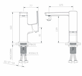 Смеситель для раковины однорычажный Imprese Grafiky черный никель ZMK041807012