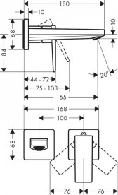 Смеситель для раковины однорычажный настенный скрытый Hansgrohe коллекция Metropol хром 32525000