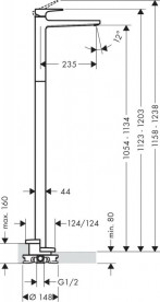 Смеситель для раковины однорычажный напольный Hansgrohe коллекция Metropol хром 32530000