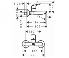 Смеситель для раковины однорычажный настенный Hansgrohe коллекция Logis хром 71225000