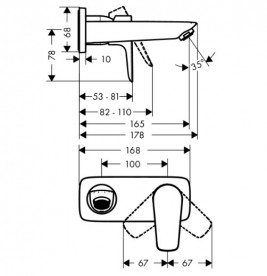 Змішувач для раковини одноважеля настінний прихований Hansgrohe колекція Talis E хром 71732000
