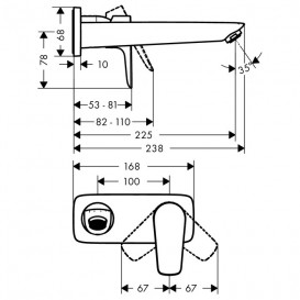 Смеситель для раковины однорычажный настенный скрытый Hansgrohe коллекция Talis E хром 71734000