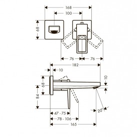 Змішувач для раковини одноважеля настінний прихований Hansgrohe колекція Metropol хром 74525000
