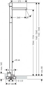 Смеситель для раковины однорычажный напольный Hansgrohe AXOR Uno 45037930