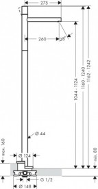 Смеситель для раковины однорычажный напольный Hansgrohe AXOR Uno 45037820