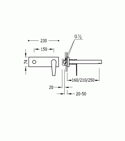 Змішувач для раковини одноважеля настінний Tres Class хром 20520041