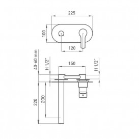 Смеситель для раковины однорычажный настенный GRB Tender хром 920900