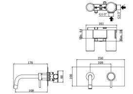 Смеситель для раковины однорычажный настенный Paffoni Light хром LIG 101 CR/M