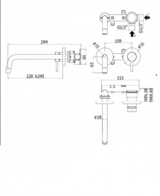 Змішувач для раковини одноважеля настінний Paffoni Light хром LIG 103 CR / M