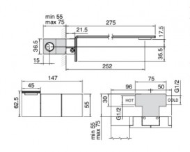 Смеситель для раковины однорычажный настенный Treemme 5 мм черный матовый 2552NN