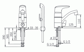 Змішувач для раковини одноважеля Oras колекція Vega c бідеткой 1814