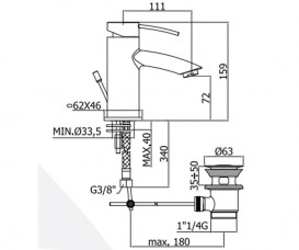 Змішувач для раковини одноважеля Paffoni Berry хром BR 075 CR