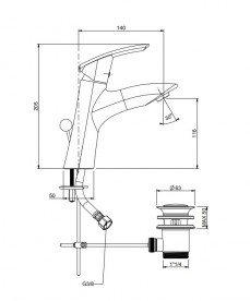 Змішувач для раковини одноважеля RESP EOLO хром 200.352 / A CR
