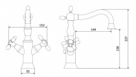 Смеситель для раковины двухвентильный RESP TIBERIUS бронза 141.146/A BR
