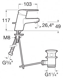 Смеситель для раковины однорычажный Roca Victoria-N с донным клапаном хром A5A3025C00