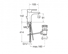 Смеситель для раковины однорычажный Roca L20 с донным клапаном латунь хром A5A3I09C00