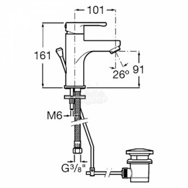Смеситель для раковины однорычажный Roca Arola с донным клапаном латунь хром A5A306AC0K