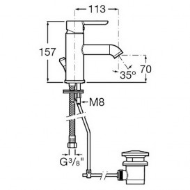 Смеситель для раковины однорычажный Roca Carelia с донным клапаном латунь хром A5A308AC0K