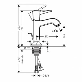 Смеситель для раковины однорычажный с донным клапаном Hansgrohe коллекция Metropol Classic хром/золото 31300090